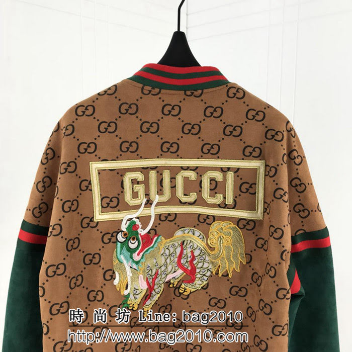 GUCCI古馳 18ss秋冬新款 升級版加棉 中國龍刺繡 雙G小logo 外套 情侶款 ydi1946